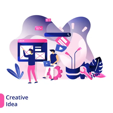 Idea creativa nello sviluppo di pagine web  Illustration