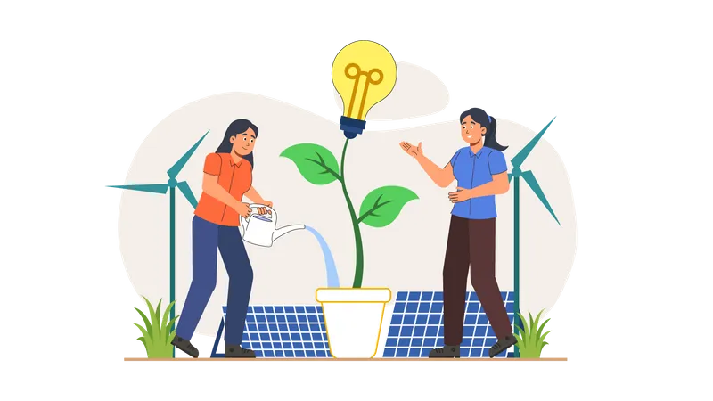 Idea de energía renovable  Ilustración