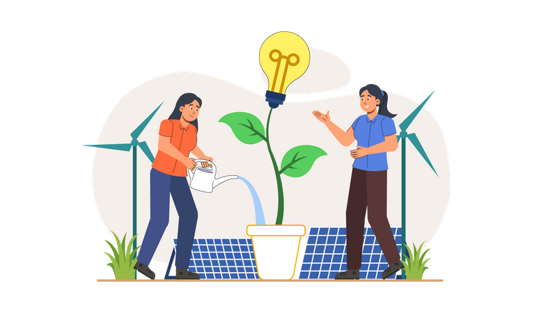 Idea de energía renovable  Ilustración