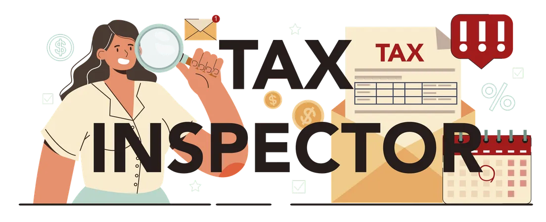Tax Inspector Typographic Header Idea Of Accounting And Payment Consultation Financial Bill Audit Financial Reporting Internal Revenue Service Consultation Flat Vector Illustration Illustration