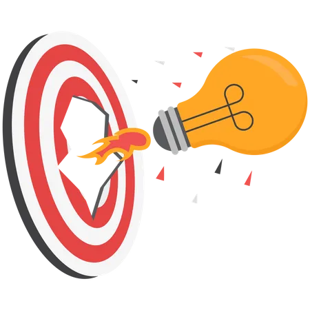 Idea To Achieve Target Strategy Or Planning To Achieve Goal Innovation To Insight To Reach Target Solution Or Creativity Concept Illustration