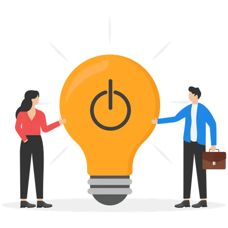 Creativity Or Idea To Start New Business Or Build Startup Company Brainstorming Of High Thinking Power People To Create New Innovation Concept People Gathering Together For Startup Idea Light Bulb Illustration