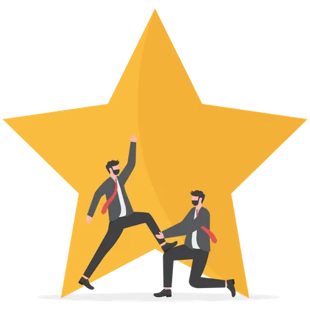 Ideas To Help Allies Reach The Top Of The Stars Mentor Or Coaching To Success In Work Trusted Partnership Or Team Collaboration Concept Illustration