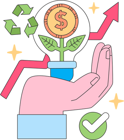 Idée écologique financière avec croissance  Illustration