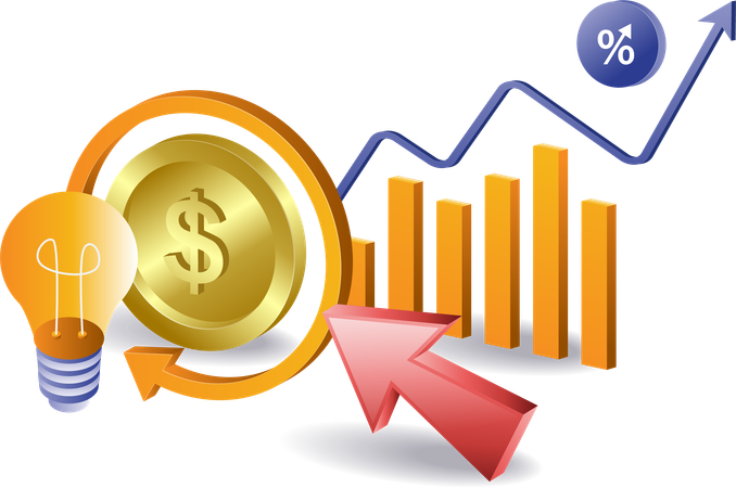 Idées pour augmenter le pourcentage d'argent de l'entreprise  Illustration