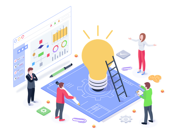 Ideia de desenvolvimento de negócios  Ilustração