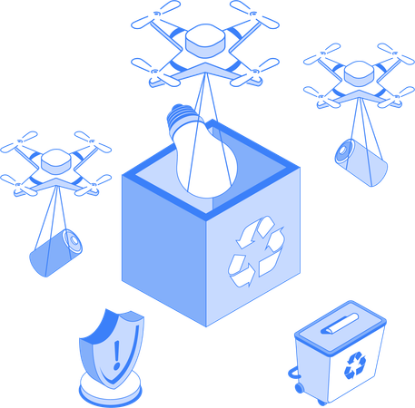 Ideia de processo de reciclagem  Ilustração