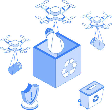 Ideia de processo de reciclagem  Ilustração