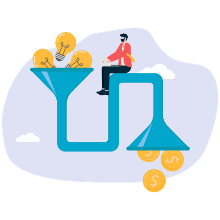 Ideia de lâmpada para empresário  Ilustração