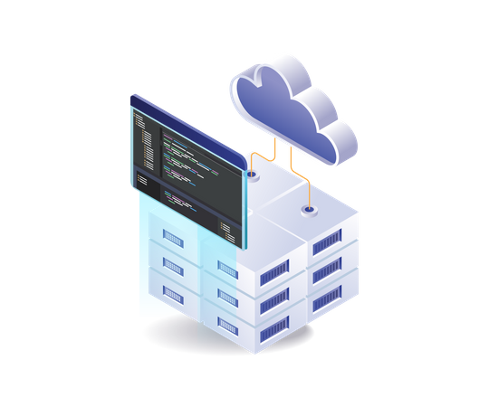 Linguagem do programa de hospedagem de servidor em nuvem  Ilustração