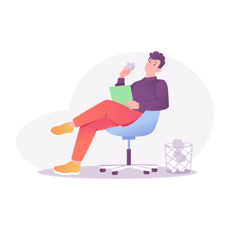 Idle man sitting on chair  Illustration