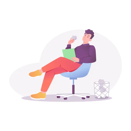 Idle man sitting on chair  Illustration