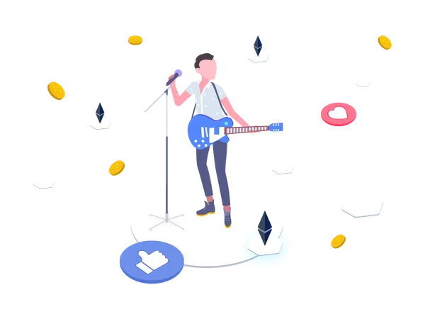 Idol mit Blockchain-Plattform  Illustration