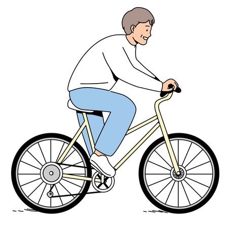 Homem idoso andando de bicicleta  Ilustração