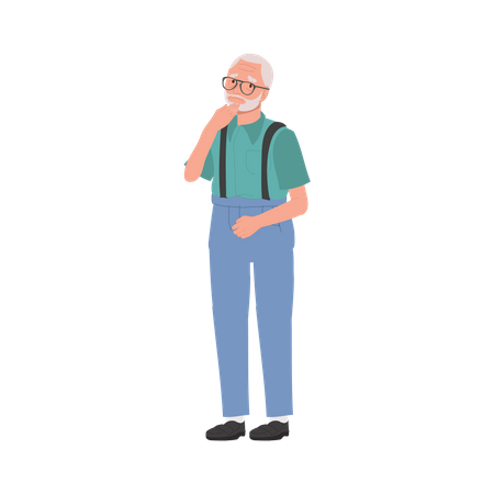 Homem idoso deprimido contemplando a vida  Ilustração