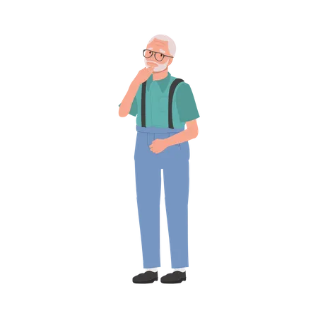 Homem idoso deprimido contemplando a vida  Ilustração