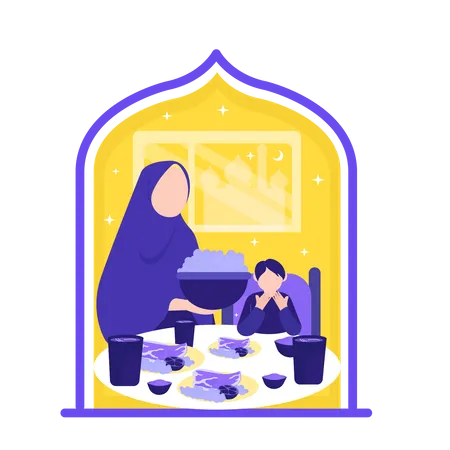 Iftar Lunch Time  Illustration