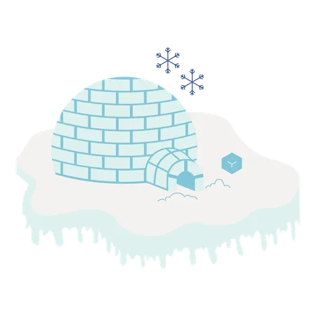 Casa de gelo iglu  Ilustração