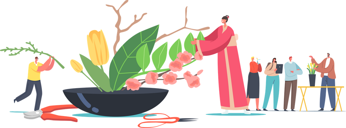 Ikebana japonais  Illustration
