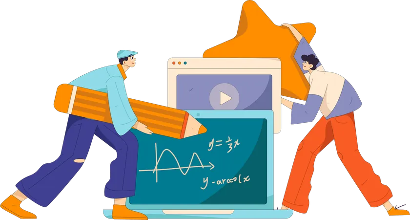 Il professore insegna come risolvere le equazioni matematiche  Illustration