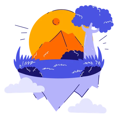 Île volante  Illustration