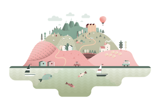 Paisagem da ilha  Ilustração