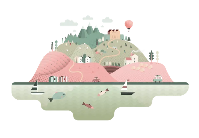 Paisagem da ilha  Ilustração