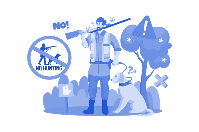 Illegal Hunting Of Animals Is Strictly Prohibited  Illustration