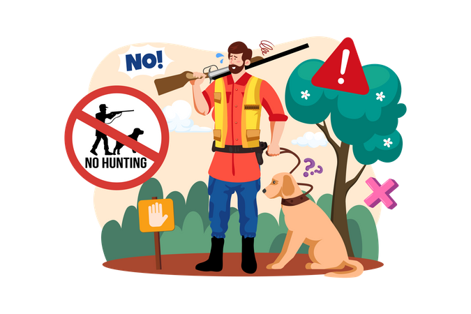 Illegal Hunting Of Animals Is Strictly Prohibited  Illustration
