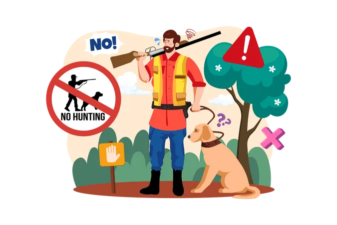 Illegal Hunting Of Animals Is Strictly Prohibited  Illustration