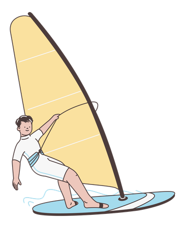 Illustration d'une personne faisant de la planche à voile  Illustration