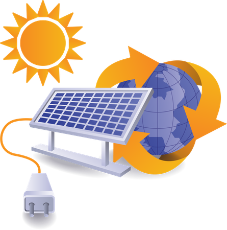 Illustration du monde écologique de l'énergie électrique des panneaux solaires  Illustration