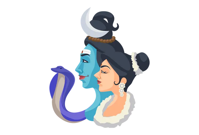 Illustration du Seigneur Shiva et Mata Parvati - Dieu hindou  Illustration
