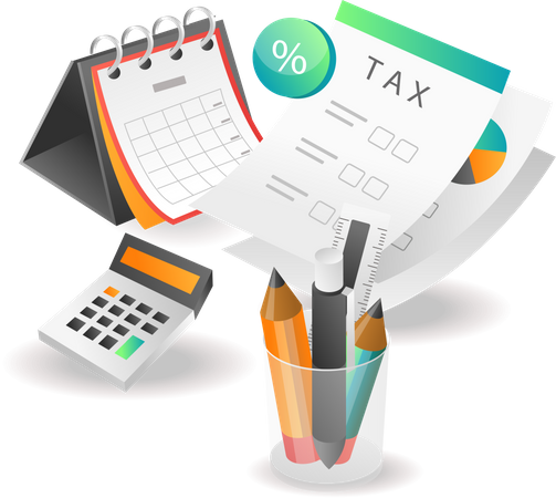 Illustration isometric concept, creative accounting tax business investment analyst  Illustration