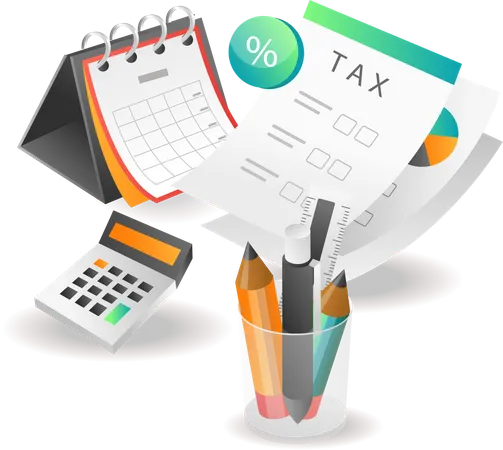 Illustration isometric concept, creative accounting tax business investment analyst  Illustration