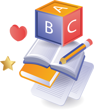 Illustration of back to school students love reading books  イラスト