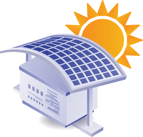 Illustration of eco energy, solar panel battery  Illustration
