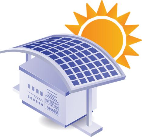 Illustration of eco energy, solar panel battery  Illustration