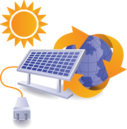 Illustration of eco world of solar panel electrical energy  Illustration