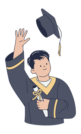 Illustration of Graduate Celebrating with Cap  Illustration