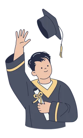 Illustration of Graduate Celebrating with Cap  Illustration