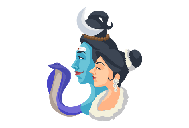 Illustration of Lord Shiva and Mata Parvati - Hindu God  Illustration