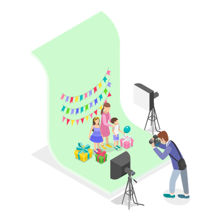 Illustration vectorielle plate isométrique 3D d'un studio photo. Article 5  Illustration