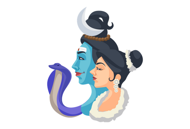 Abbildung von Lord Shiva und Mata Parvati - Hindu-Gott  Illustration