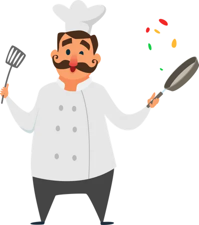 Illustrations male female professional chef action poses  Illustration