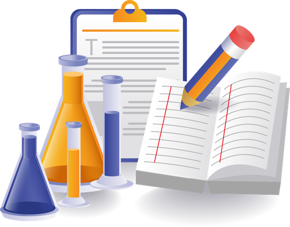 Illustrative of recording results of a laboratory experiment  Illustration