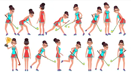 Giocatore di hockey su prato vettore femminile Illustration Pack