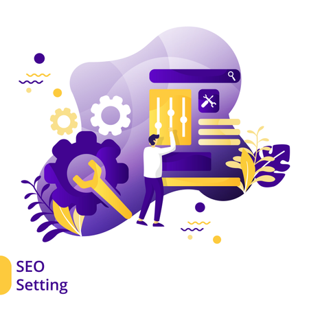 Illustrazione piatta dell'impostazione SEO  Illustration