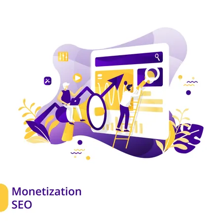 Illustrazione piatta della monetizzazione SEO  Illustration