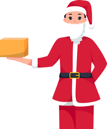 Papai Noel com ilustração de caixa de presente  Ilustração